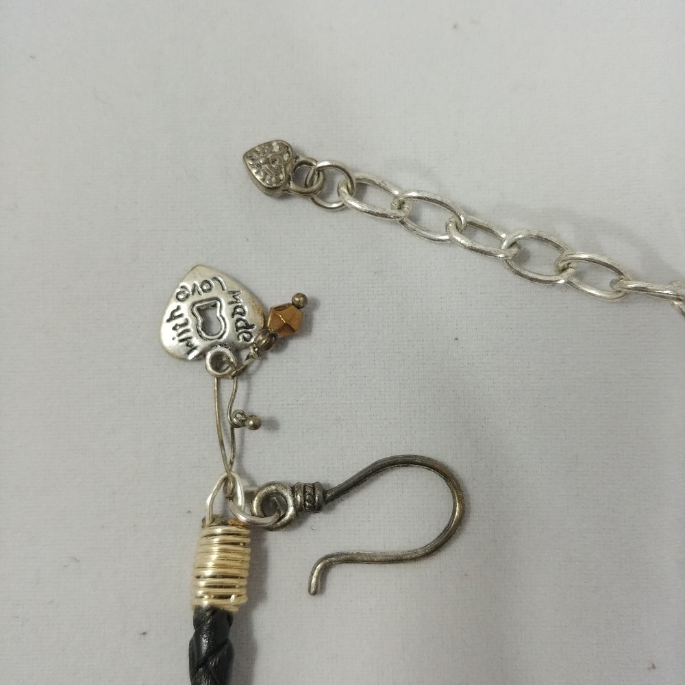 Handmade "W" Initial Necklace on Leather Cord 19 Inches Bohemian Art To Wear - Picture 8 of 9